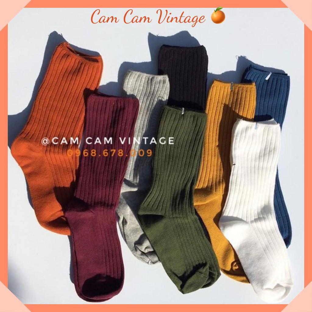 TẤT CAO CỔ NAM VỚ CAO CỔ NỮ TẤT VỚ VINTAGE THẺ THAO GÂN - CAM CAM VINTAGE
