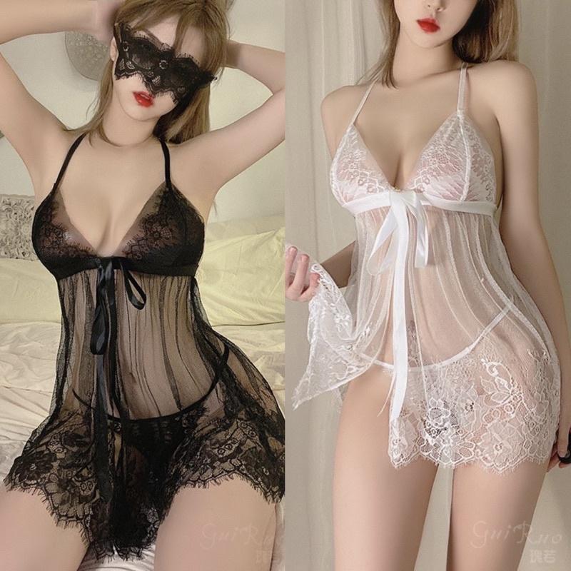Váy Ngủ Xẻ Tà Thắt Dây Nơ QR220- Đầm Ngủ Mát Mẻ Quyến Rũ - Kèm Lọt Khe Sexy