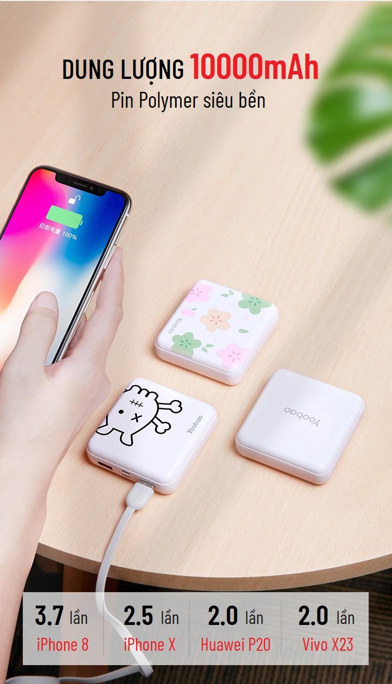 Pin sạc dự phòng Yoobao M4 mini dễ thương hài hước 10000mAh Pin Li-Polymer cho điện thoại, máy tính bảng - Hàng chính hãng