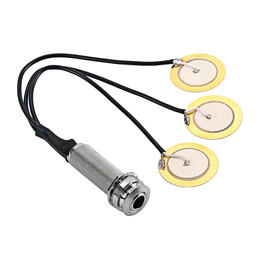 Piezo Pickup 3 Transducer 6.35mm for Guitar Ukulele Mandolin Banjo