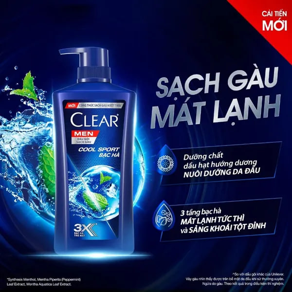 Dầu Gội Clear Men Cool Sport Bạc Hà 630g