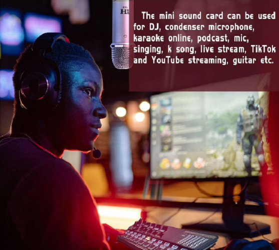 Bộ điều chỉnh âm thanh chuyên nghiệp hỗ trợ LiveStream Streamer Karaoke AUDIO Soundcard Pro