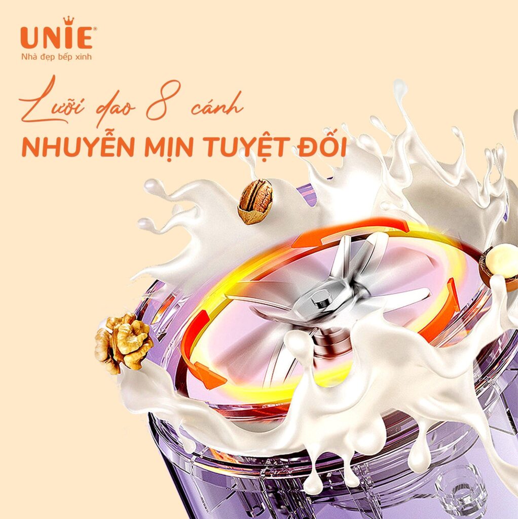Máy Làm Sữa Hạt Đa Năng Mini UNIE UMB10 (Model 2023) 8 Chức Năng, Dung Tích 1L - Hàng Chính Hãng