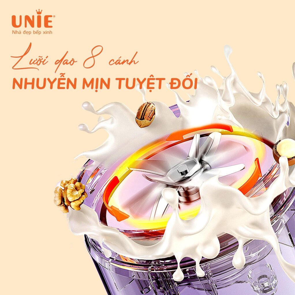 Máy Làm Sữa Hạt Đa Năng Mini UNIE UMB10 (Model New) 8 Chức Năng, Dung Tích 1L - Hàng Chính Hãng