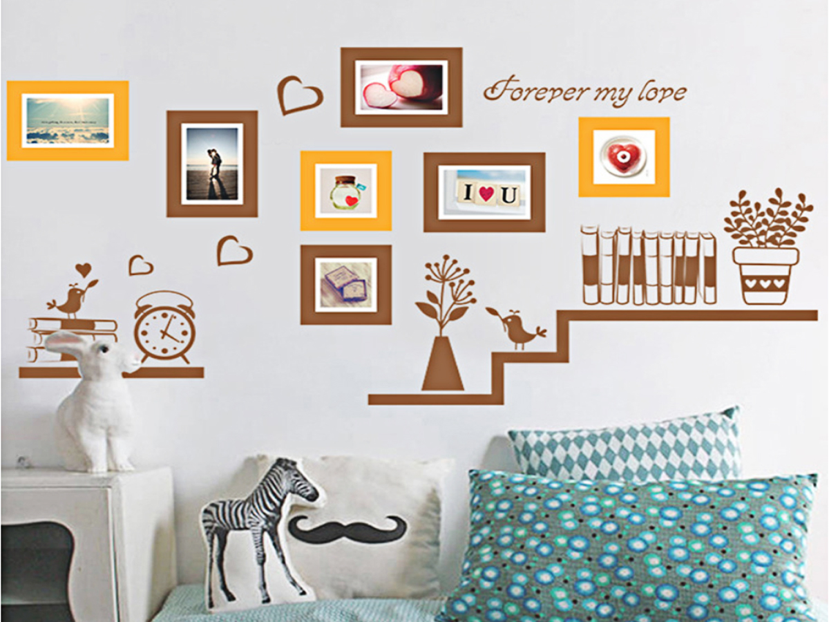 Decal dán tường khung ảnh nâu