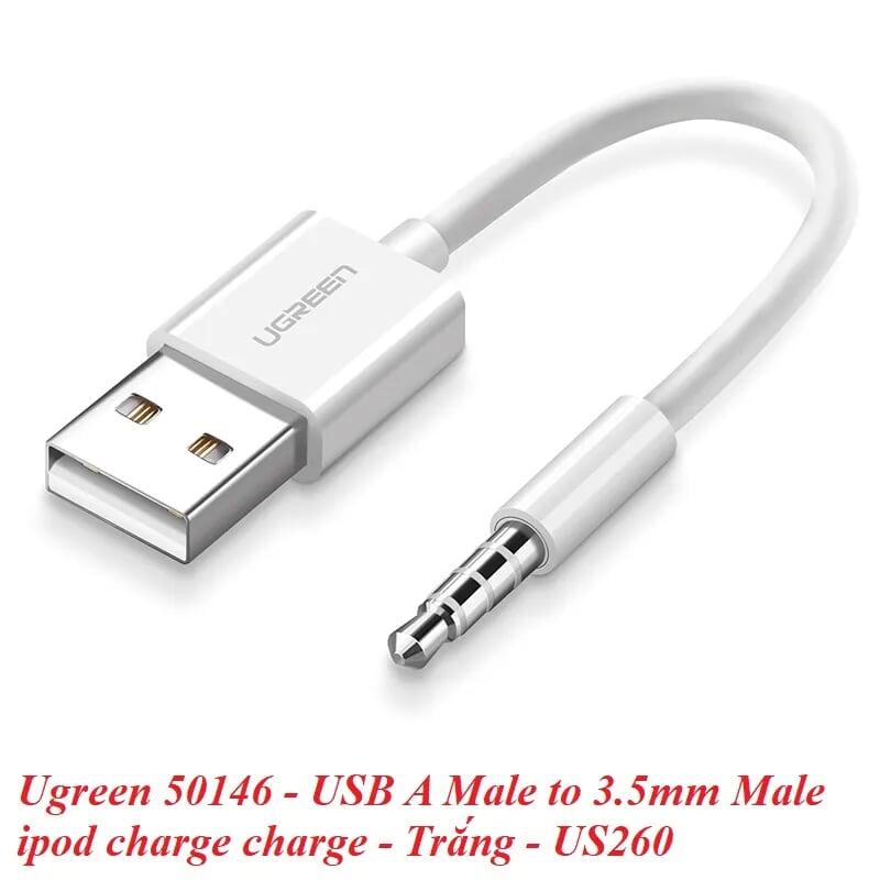 Ugreen UG50146US260TK 10CM màu Trắng Cáp chuyển đổi USB 2.0 sang đầu 3.5mm dương cho máy iPOD - HÀNG CHÍNH HÃNG