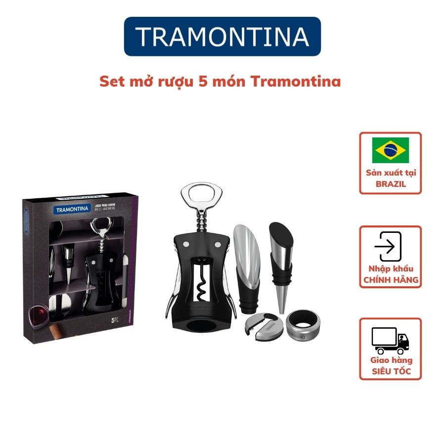 Bộ Dụng Cụ Mở Nắp Vang Tramontina HARMONICA 5 Món Nhựa ABS Thép Không Gỉ Nhập Khẩu Brazil