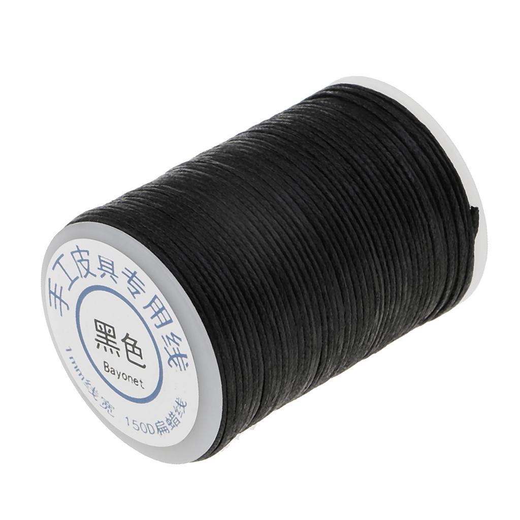 2 Roll Black And White 1mm Waxed Polyester Braided Thread for Leahter Crafts