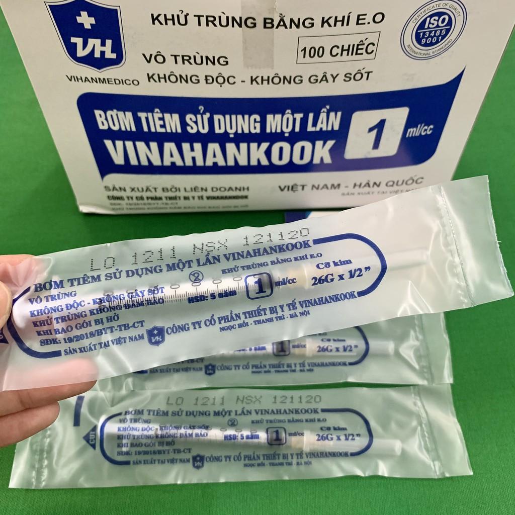 BƠM TIÊM NHỰA 1ML VINAHANKOOK SỬ DỤNG MỘT LẦN VÔ TRÙNG XI LANH 1ML 26G XILANH