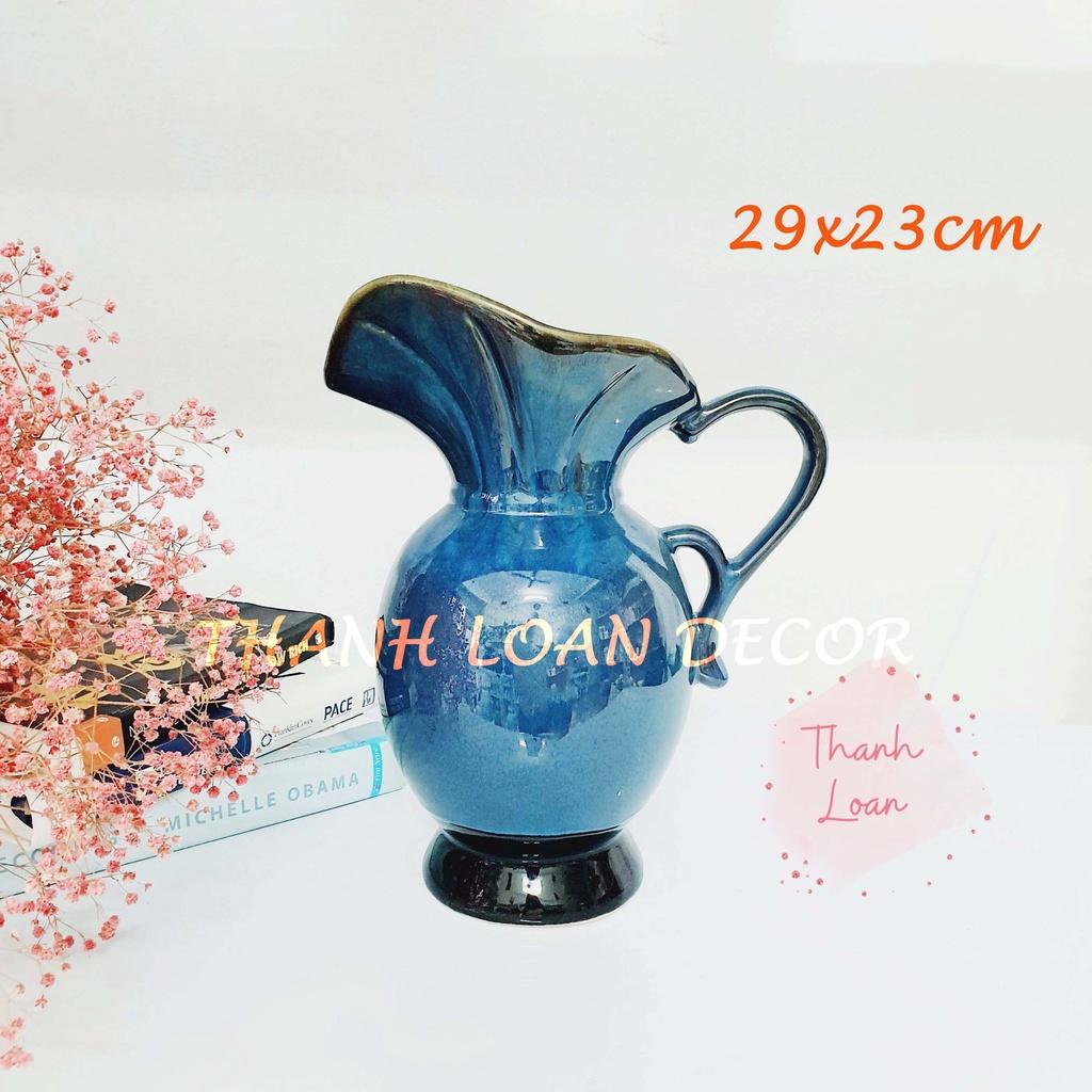 Lọ hoa trang trí men xanh hỏa biến cao 29 cm - Bình gốm sứ Bát Tràng cao cấp