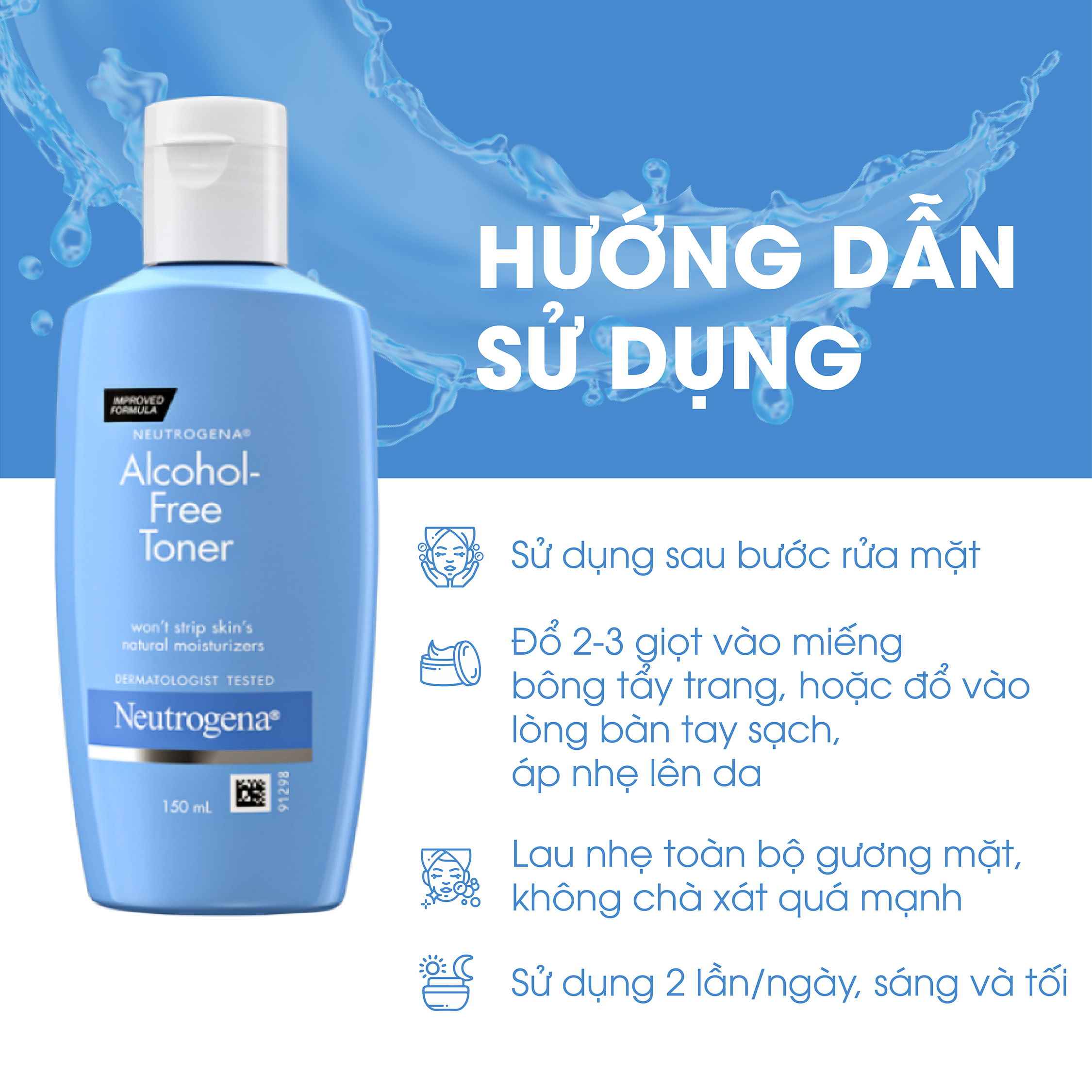 Nước hoa hồng không chứa cồn Neutrogena Alcohol Free Toner 150ml 