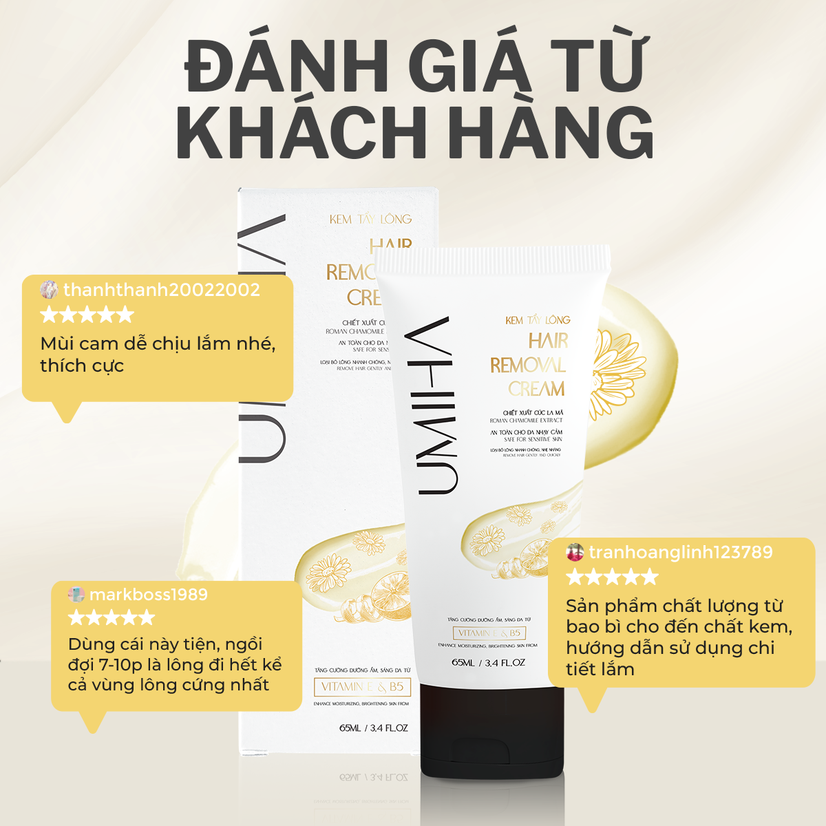 Kem tẩy lông UMIHA (65ml) UMIHA dùng cho Bikini, Nách, Chân, Tay, Bụng, Ngực an toàn cho da nhạy cảm