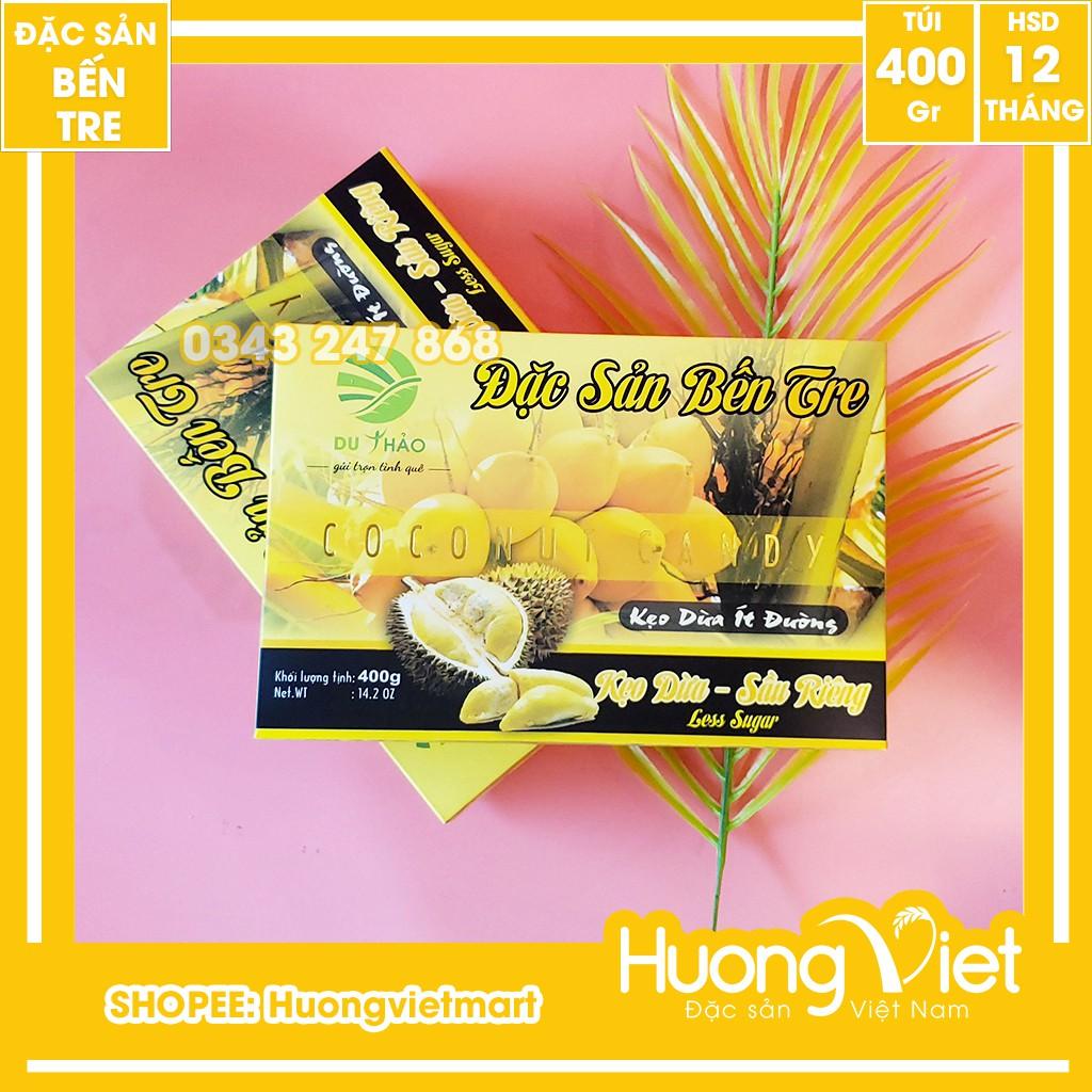 Kẹo dừa sầu riêng ít đường Du Thảo 400g, kẹo dừa Bến Tre, kẹo dừa ít ngọt