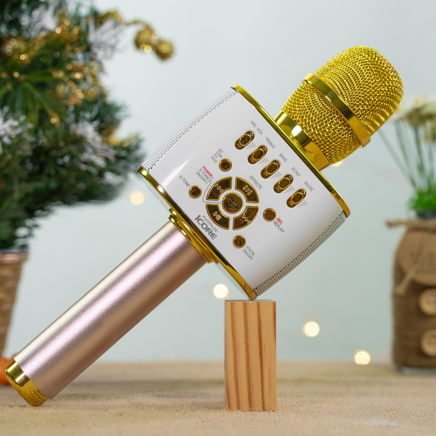 Micro karaoke bluetooth iCore IC-M99. Thu âm bài hát vào thẻ nhớ, đổi giọng, ngắt lời ca sỹ. Micro livestream chất lượng - Hàng chính hãng