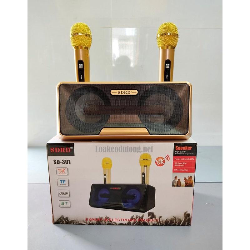 LOA BLUETOOTH SDRD - 301 KÈM 2 MIC KHÔNG DÂY MINI