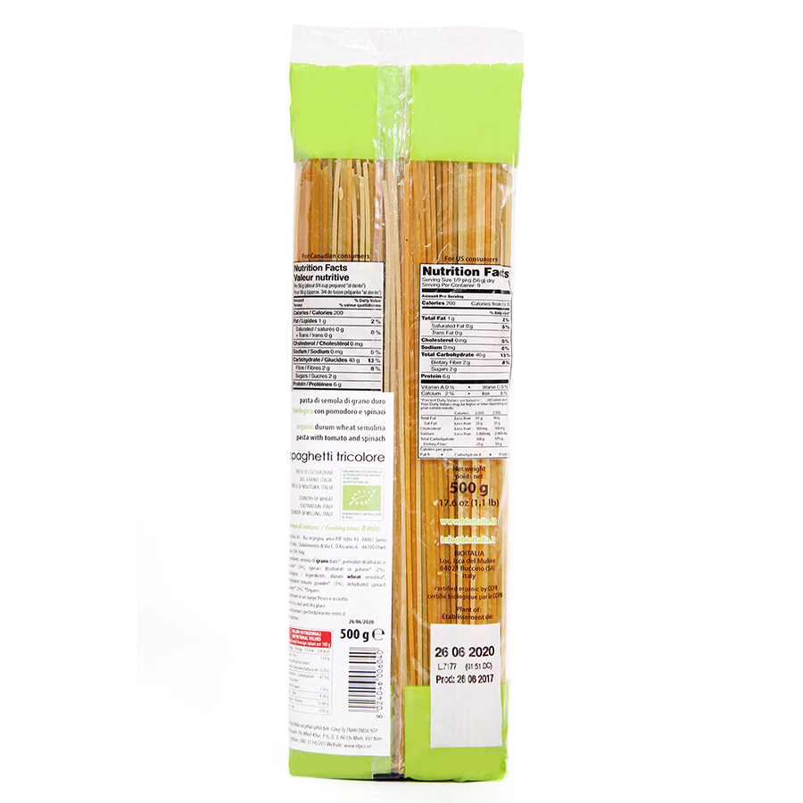 Mì Spaghetti Rau Củ Quả Hữu Cơ BioItalia (500g)