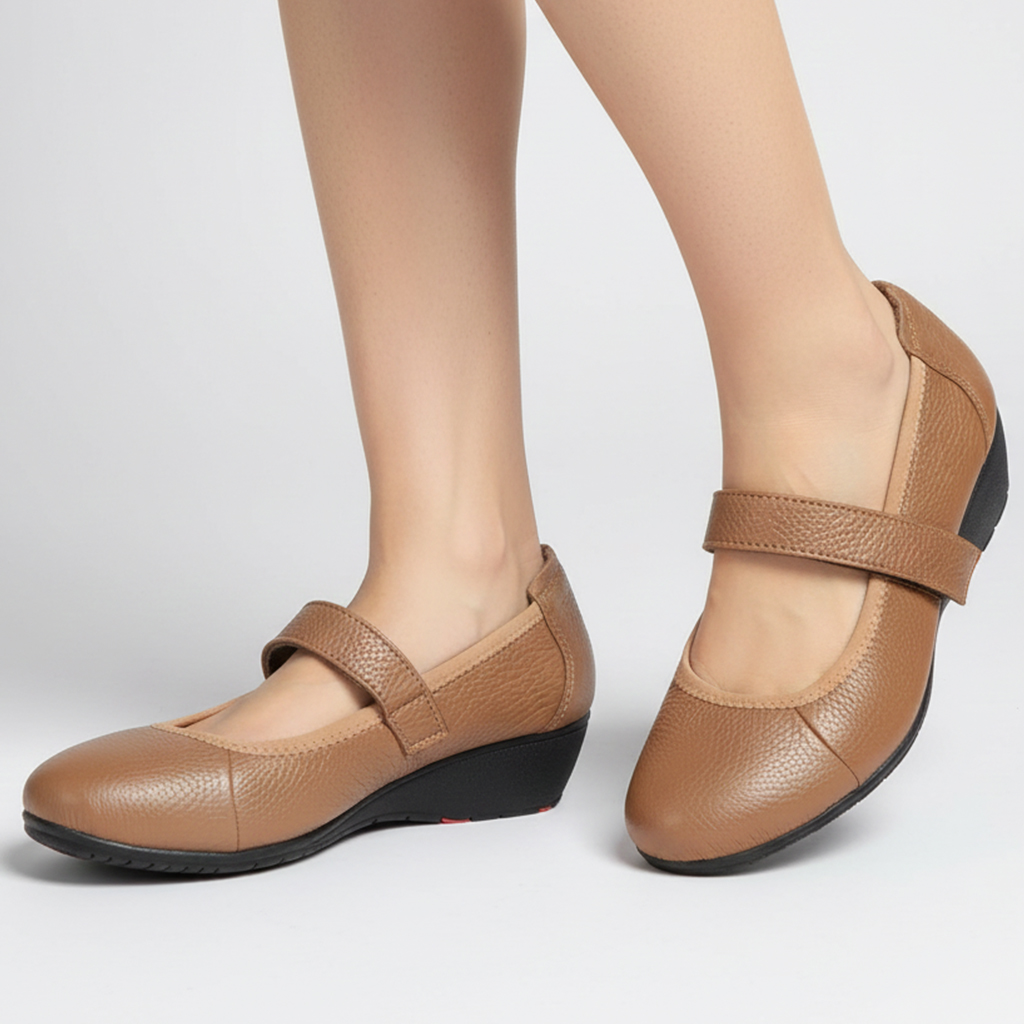 Giày Nữ Búp Bê Đế Xuồng HA NAM Da Bò Thật Thời Trang Cao Cấp 5cm GBBN2059