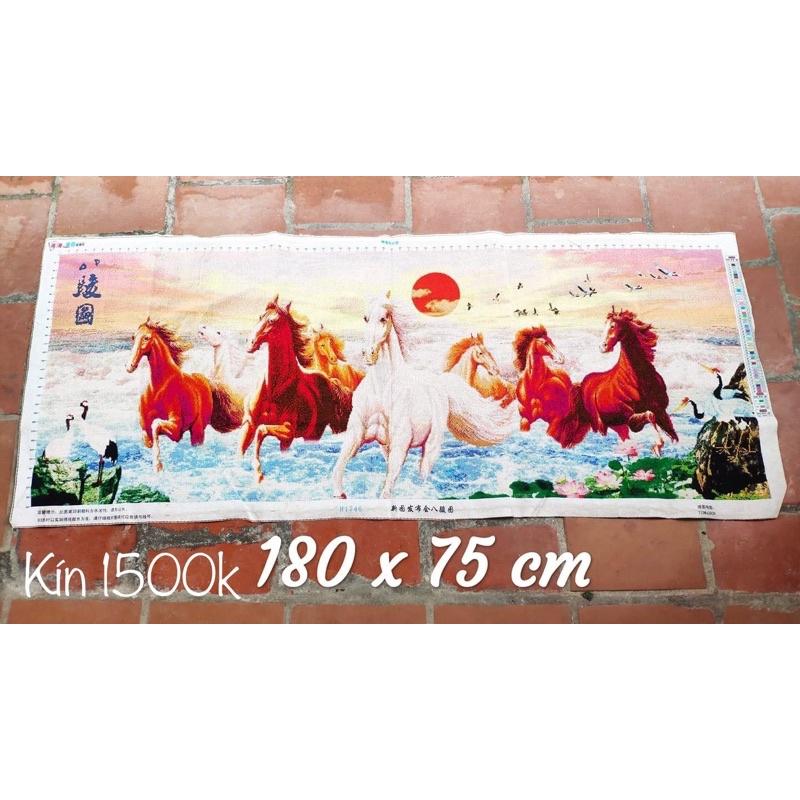 Tranh thêu kín mã đáo thành công 180x75cm