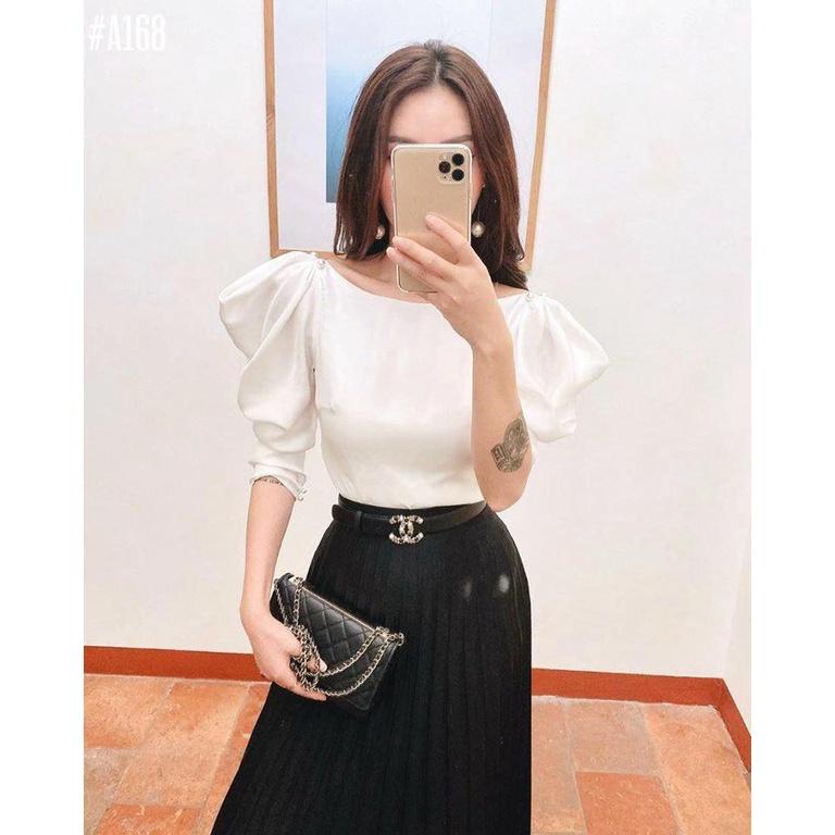 Áo tay bồng đính hạt có 3 màu có size