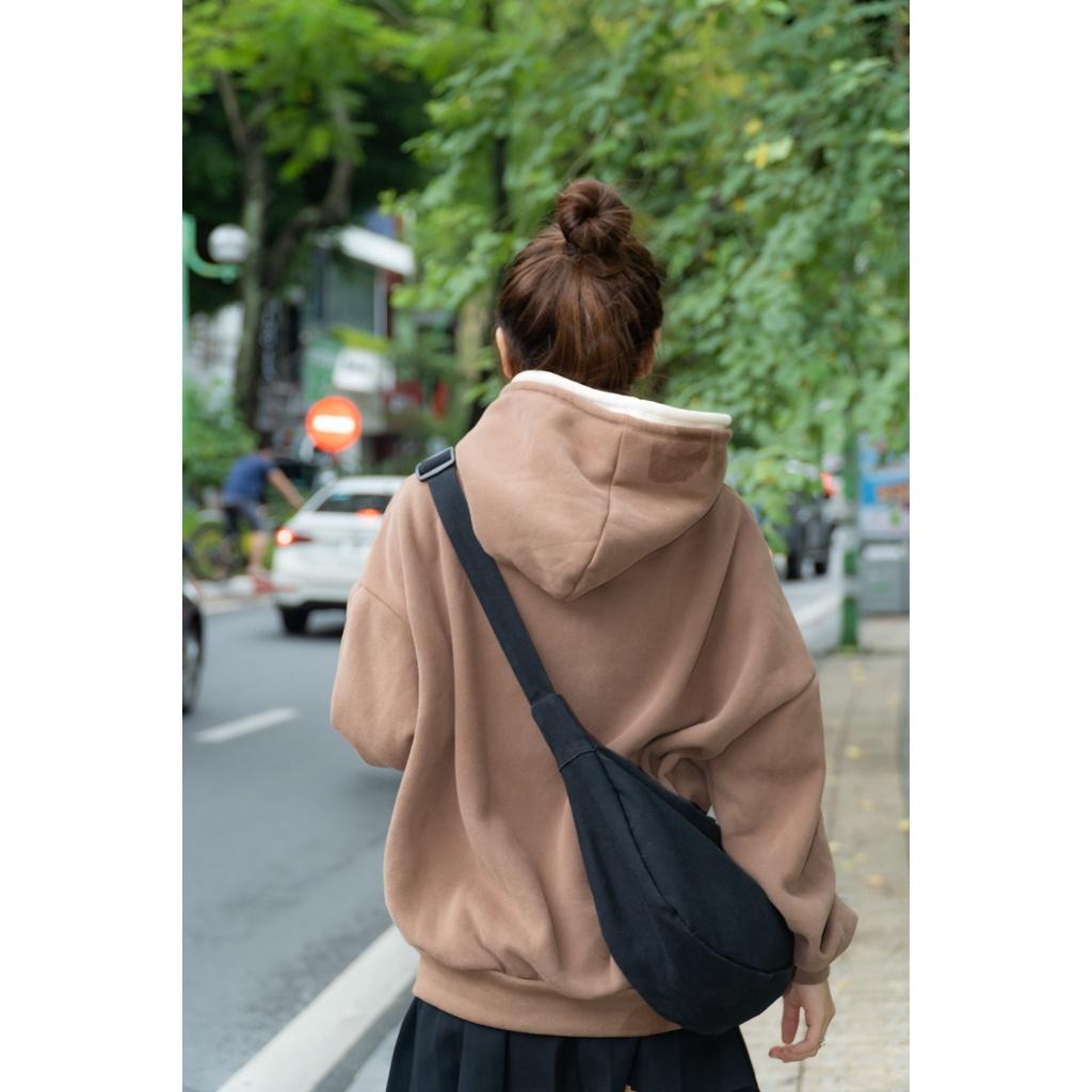 Áo Hoodie Nỉ Nam Nữ SCATSNER Mũ 2 Lớp Dáng Thụng Dây Rút