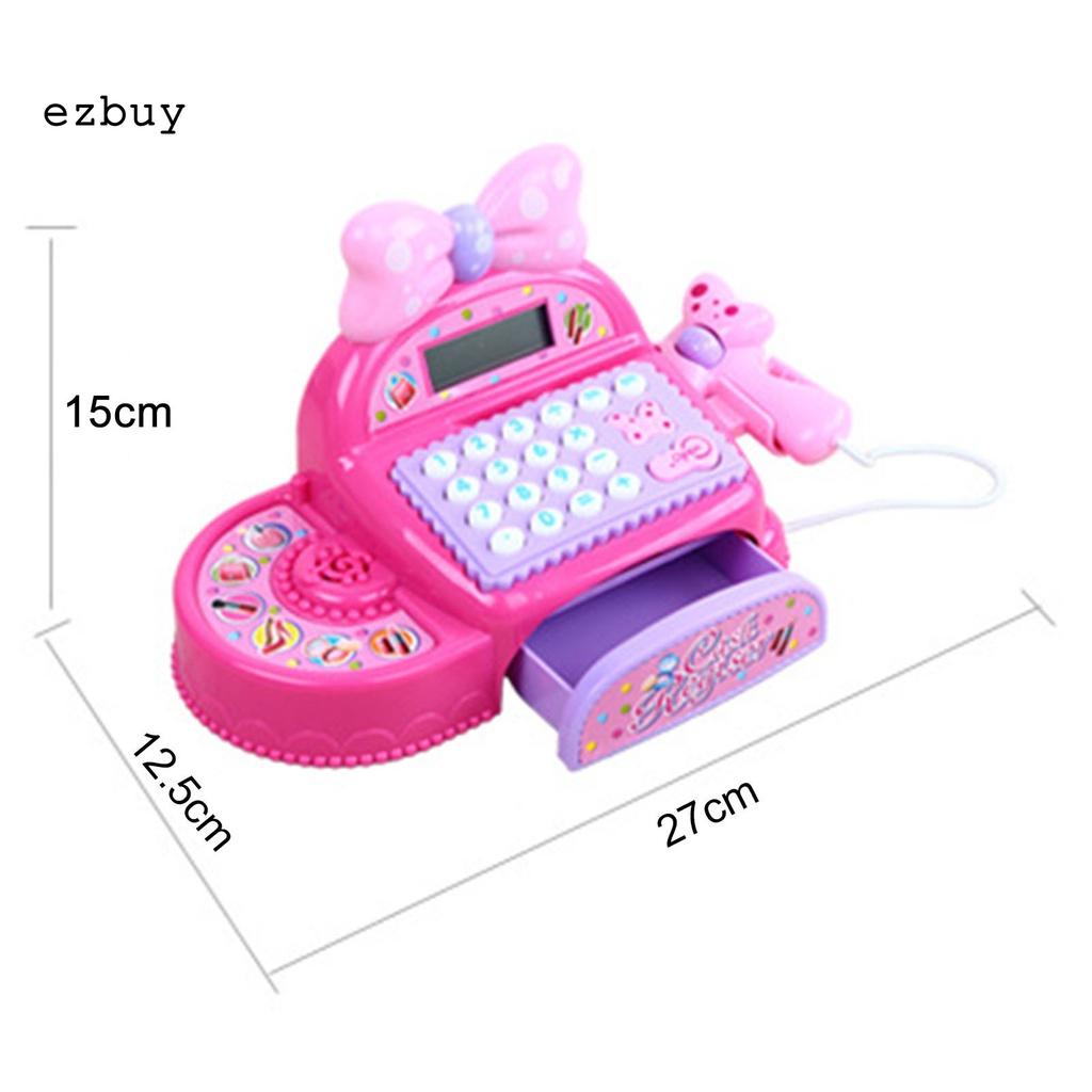 Music Pretend Play Toy Bowknot Cash Register Toy Multi-functional for Kids
