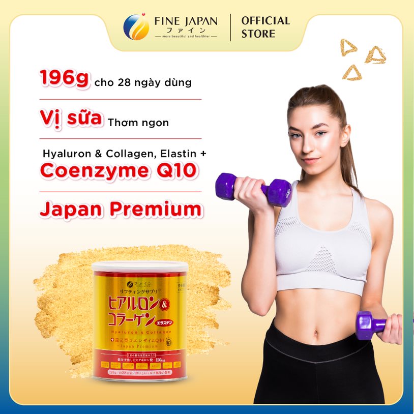 Bột uống Hyaluron & Collagen FINE JAPAN hạn chế lão hóa da, giúp mịn và trắng da 196g