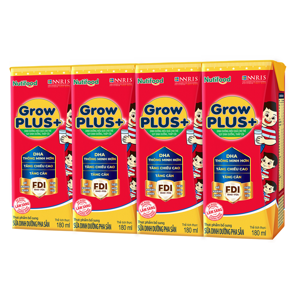 Combo 6 Lốc Sữa bột Pha Sẵn GrowPLUS+ Suy Dinh Dưỡng (đỏ) - Hộp 180ml (Lốc 4 hộp)