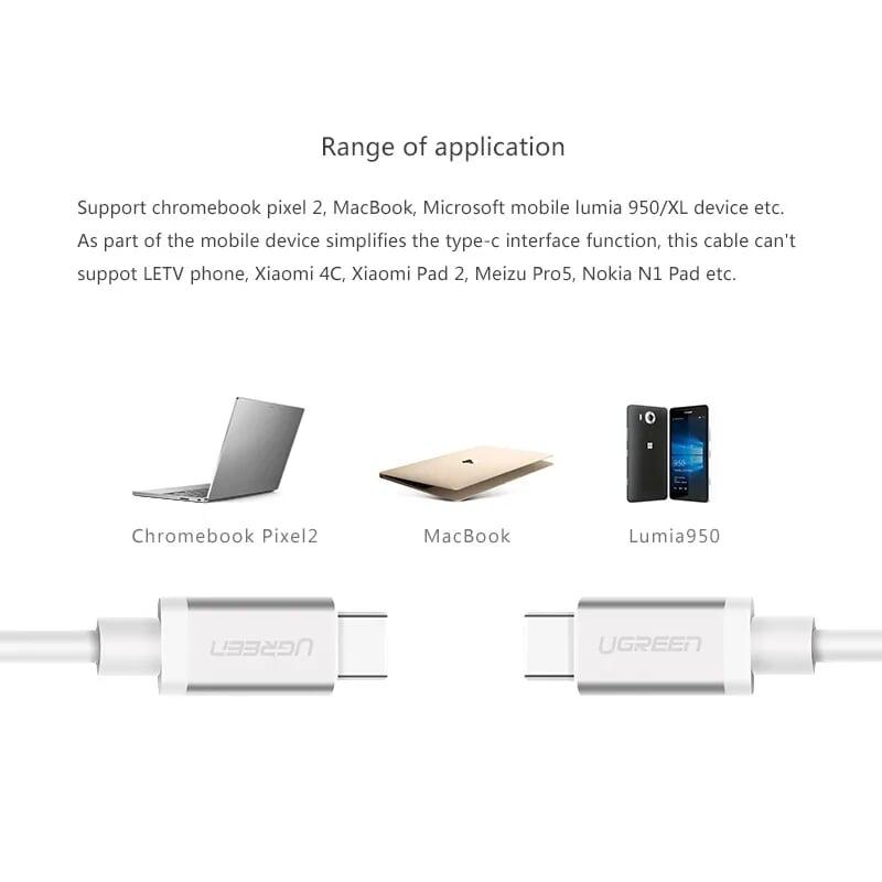 Ugreen UG10681US161TK 1M màu bạc Dây USB Type-C truyền dữ liệu và sạc mạ Nikel đầu nhôm - HÀNG CHÍNH HÃNG