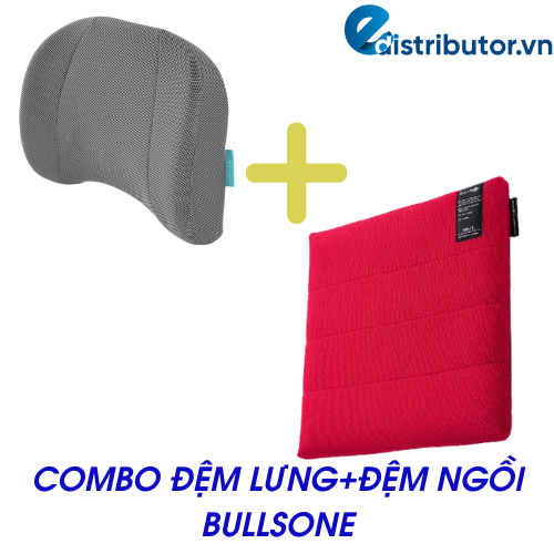 Combo Đệm Lưng Cao Cấp Bullsone(Xám)+Đệm Ngồi Bullsone (Đỏ size M)