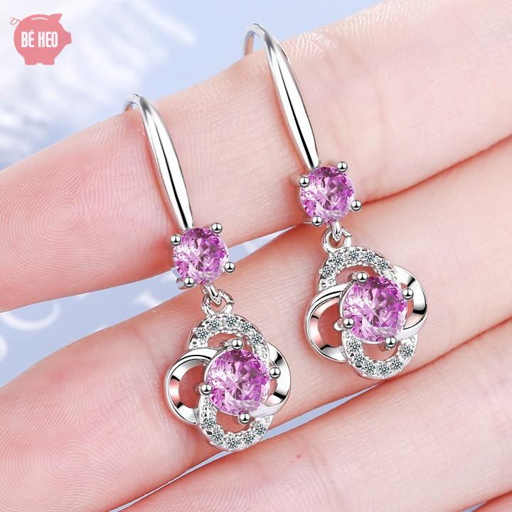 Bông tai nữ hoa 4 cánh - Khuyên tai bạc nữ - Trang sức Bé Heo BHBT449