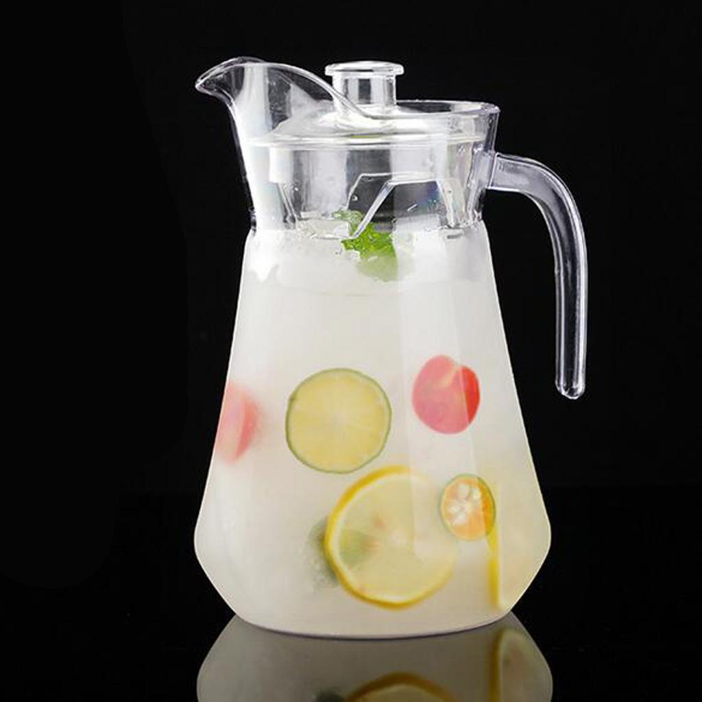 2 Pcs Clear Water Pitcher 1.3L Juice Beverage Jar for Bar Cafe Kitchen