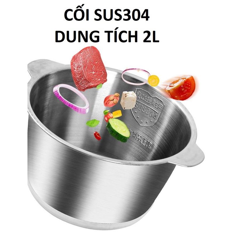 Máy Xay Thịt Đa Năng Dung Tích 2L, Cối SUS304, 4 Lưỡi Dao, Động Cơ Lõi Đồng Công Suất 250W Mạnh Mẽ, Tặng Kèm 1 Bộ Dao