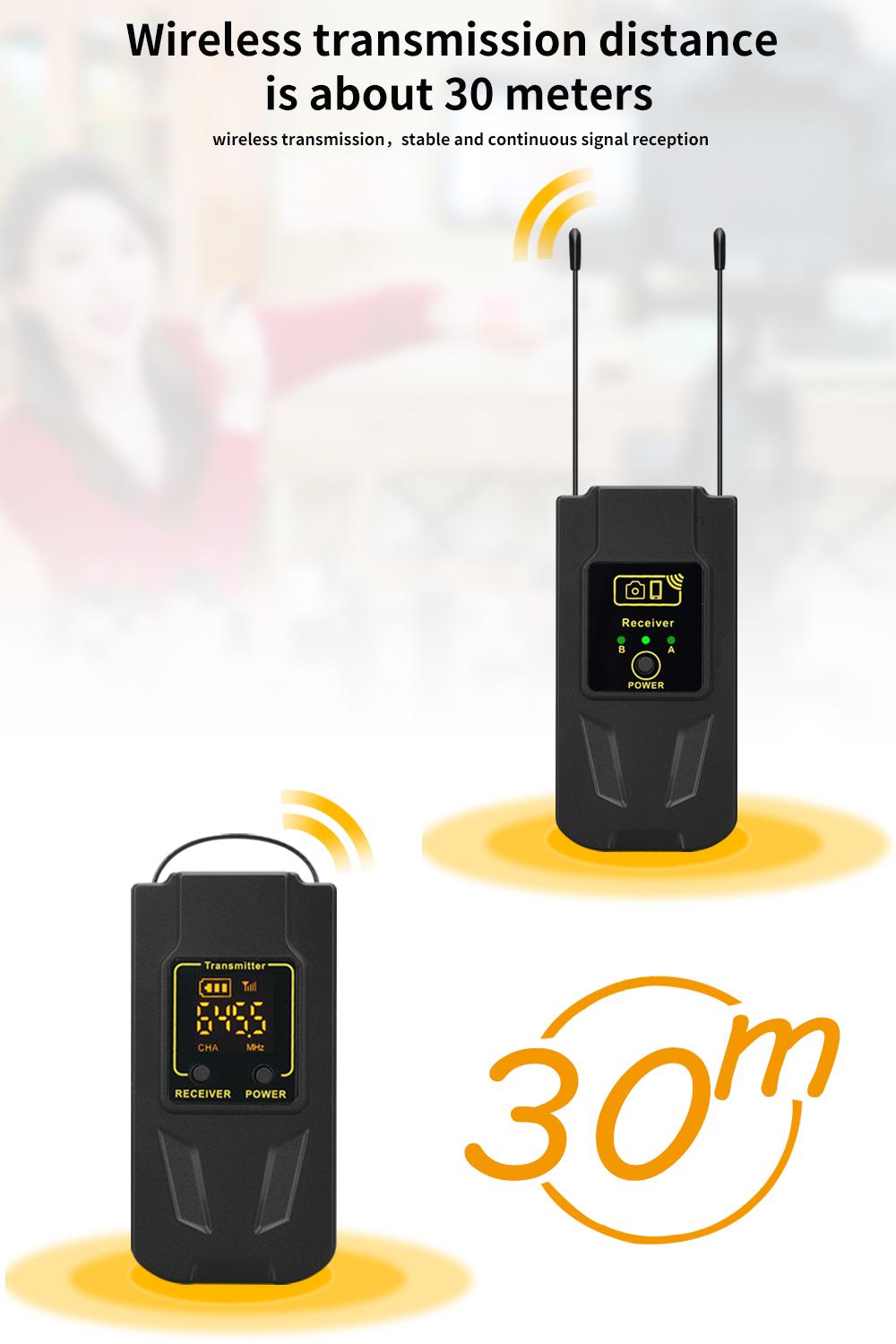 Micro Lavalier không dây UHF để quay video Ghi âm cuộc phỏng vấn trực tiếp Micro Lavalier cho điện thoại và máy ảnh, WM10 Màu: AB