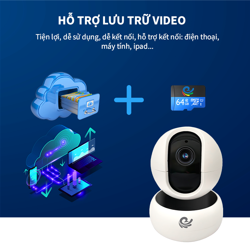 Camera Wifi Trong Nhà Viet Star Quoc Te Model YS-2021, Độ Phân Giải 2.0Mpx, Đàm Thoại 2 Chiều - Hàng Chính Hãng