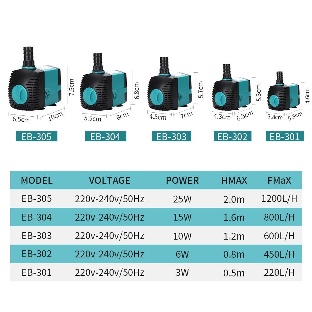 Máy bơm bể cá EBang EB-305 (25W-1200L/h)- Bơm nước hồ cá cảnh- phụ kiện hồ thủy sinh, cá cảnh-shopleo