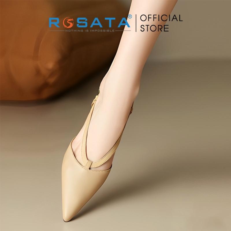 Giày sandal cao gót nữ ROSATA RO568 mũi nhọn quai hậu cài khóa dây mảnh gót vuông cao 3cm xuất xứ Việt Nam - Xanh Nhạt
