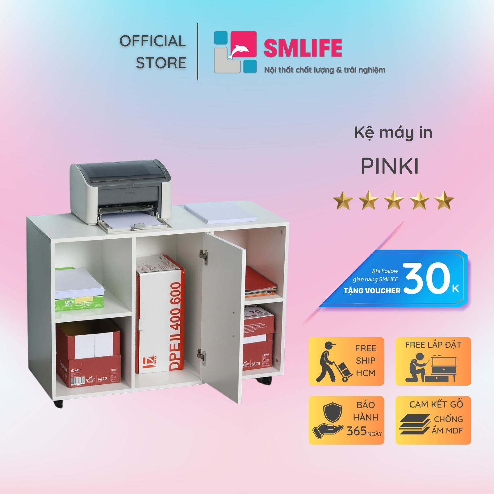 Tủ đựng hồ sơ thiết kế đơn giản và sang trọng SMLIFE Pinki