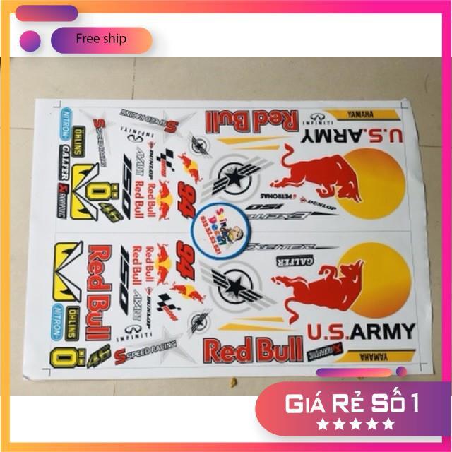 Tem rời dành cho xe Exciter 150 redbull dán xe trắng