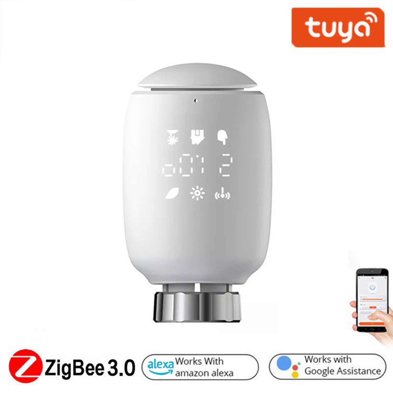 Zigbee TRV Intelligent Radiator Valve Thermostat Mobile Phone APP Control Remote Control Programmable Smart Temperature Controller Need to be Used with Zigbee Gateway E14648-3
