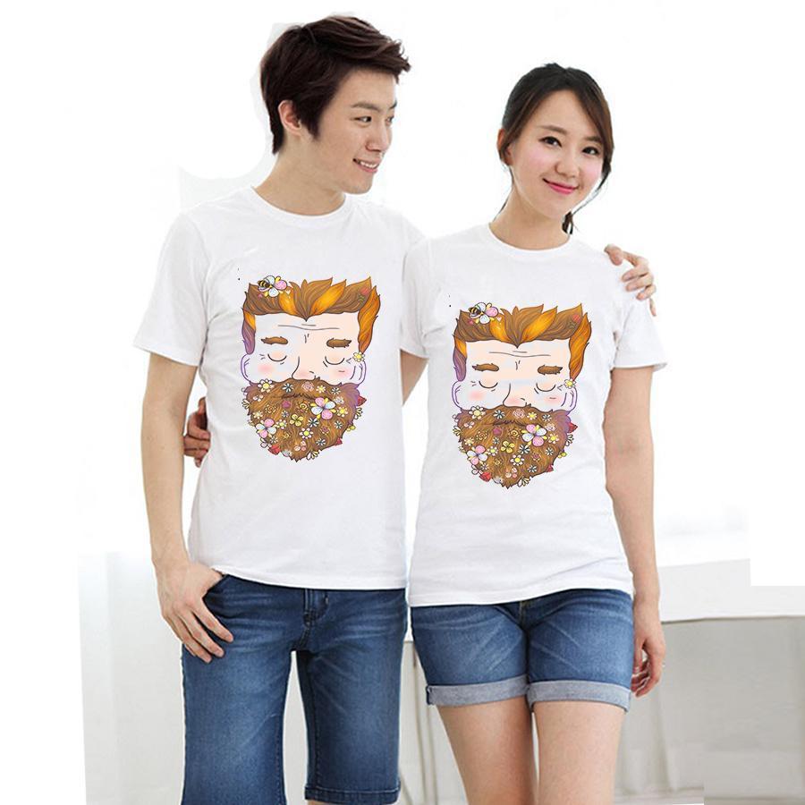 Áo thun cặp đôi in hình form rộng phong cách hàn quốc