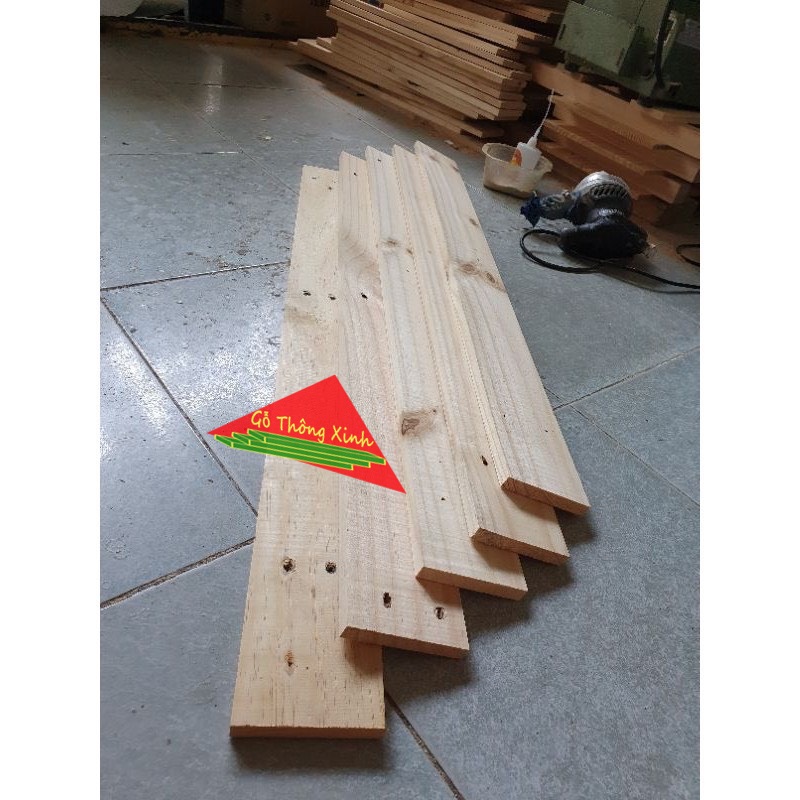 Bó 5 thanh gỗ thông pallet 1m2 rộng 9.5cm dày 1.5cm đã bào láng đẹp 4 mặt đều cạnh phù hợp trang trí, đóng vật dụng, DIY