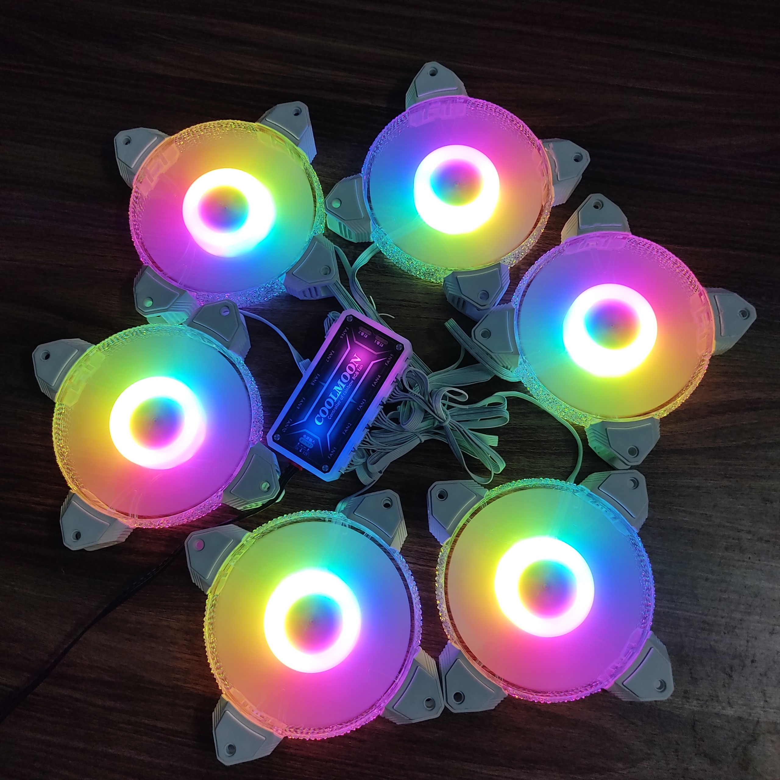 Bộ 6 quạt tản nhiệt máy tính, Fan Led, Fan case RGB đồng bộ màu Hub, Phiên bản Diamond