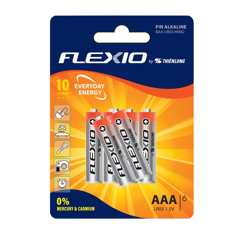 Vỉ 4 Pin Alkaline AAA Thiên Long Flexio - Tặng thêm 02 Pin