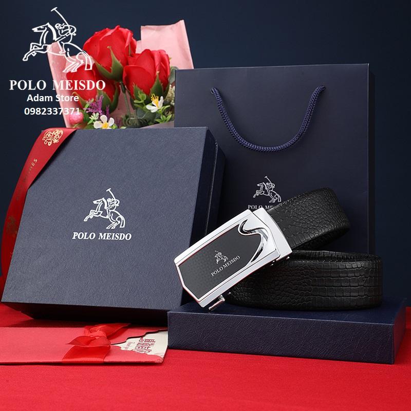 Thắt Lưng Nam Dây Nịt Nam Da Bò Cao Cấp Hàng Hiệu POLO MEISDO Khóa Tự Động BH 24 Tháng