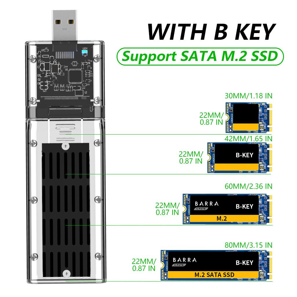 Trường hợp SSD SSD tốc độ cao 5Gbps SATA M.2 đến USB 3.0 Bộ điều hợp SSD cho hộp đĩa SSD Key M/B cho 2230/2242/2260/2280mm
