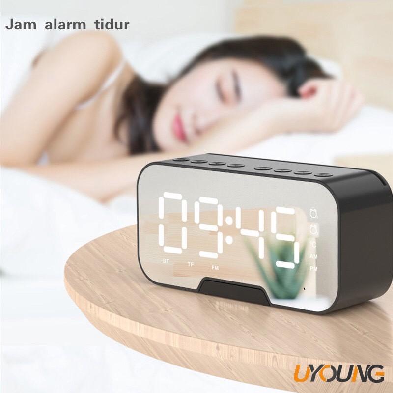 Loa Bluetooth Kiêm Đồng Hồ G10 Mặt Gương Hiển Thị Đèn Led - Đài FM - Đồng Hồ Báo Thức