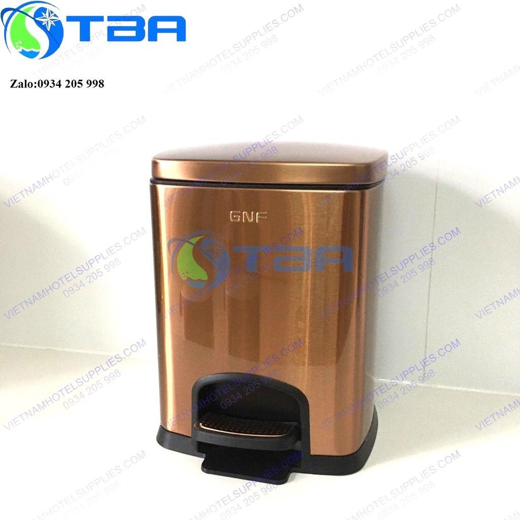 Thùng rác đạp chân GNF 5L hình chữ nhật màu vàng đồng cao cấp