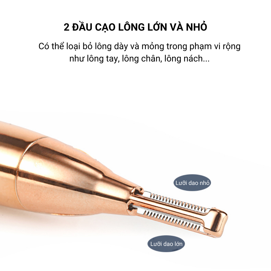 Máy Cạo Lông Mini BXL-819, Máy Cạo Lông Vùng Nhạy Cảm Lông Mặt Lông Mày Lông Mũi Lông Nách Tay Chân,Máy Tỉa Lông Đa Năng 4in1