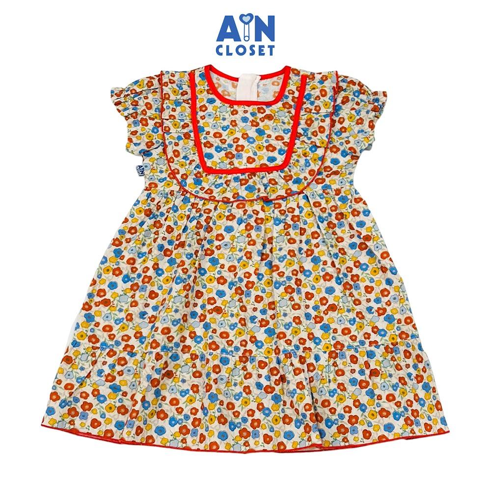 Đầm bé gái hoạ tiết Hoa Nhí Đỏ Cotton - AICDBG0S24YA - AIN Closet