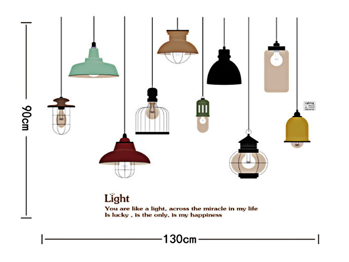 Decal dán tường đèn treo chữ light jm7306